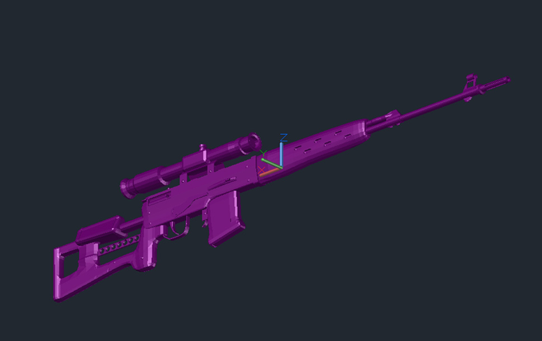 دانلود فایل اتوکد اسنایپر سه‌بعدی DWG | 3D Sniper